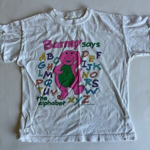 Vintage 1992 Barney Says The Alphabet T-Shirt White‎ Kids 7 Lyons Group 90s USA